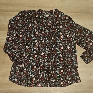 LOFT Multicolor Floral Button-Up Blouse